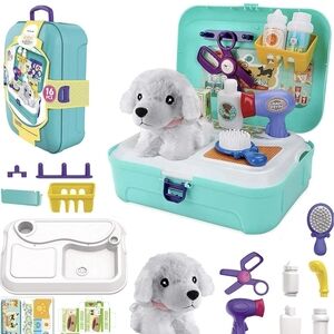 BNWT Kids Pet Care Back Pack Grooming Salon Playset with Plush Puppy